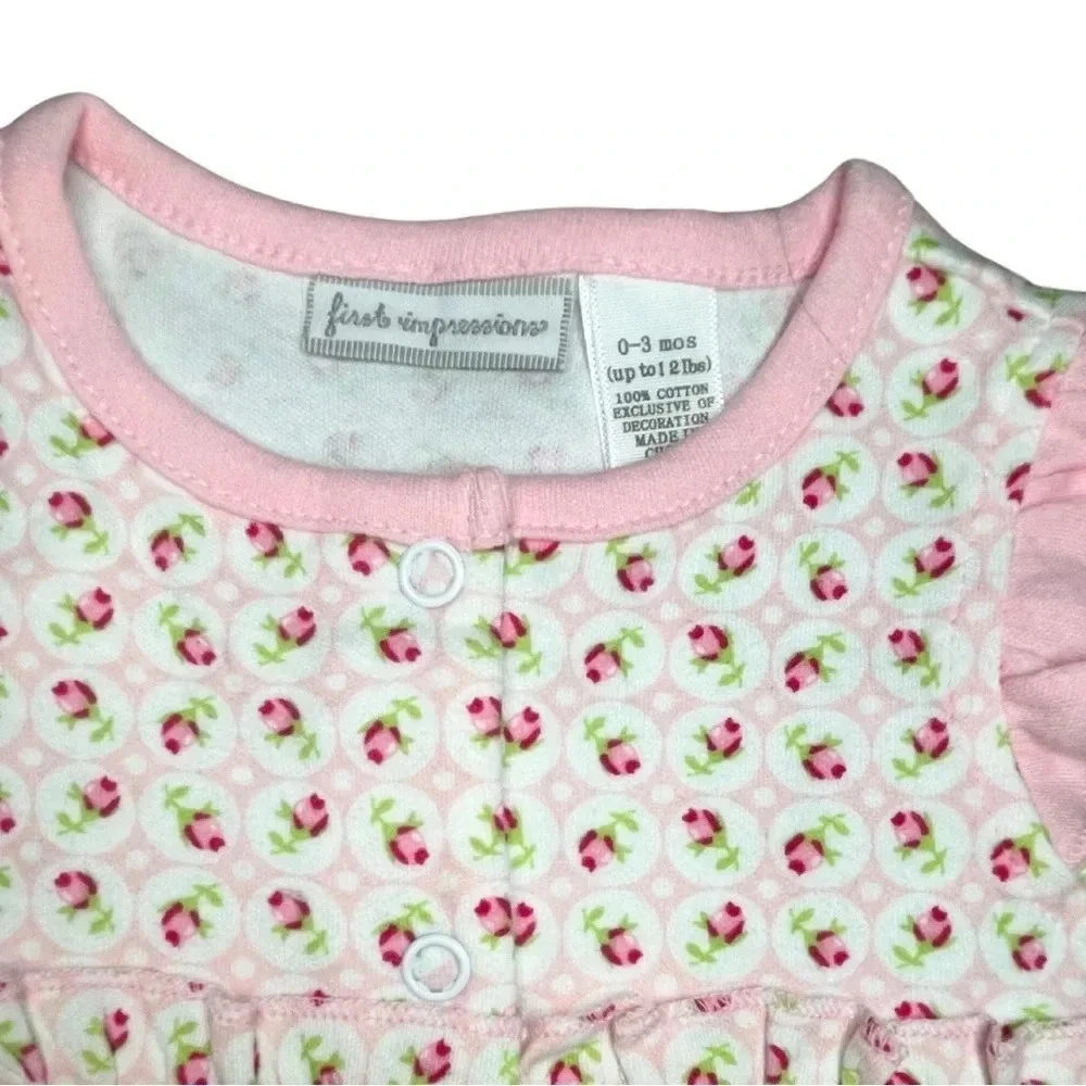 Outfit Bundle! - Yellow Dress Set & Pink Floral Romper, 0-3 Months